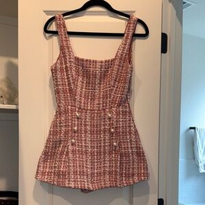 Pink Tweed Sleeveless Romper